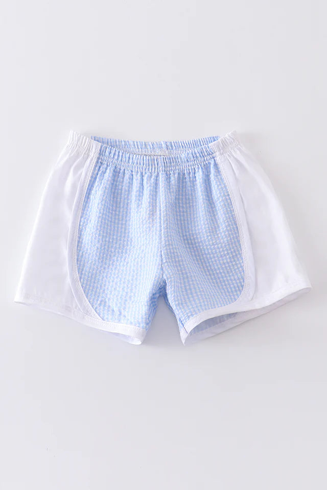 BLUE SEERSUCKER GIRL SHORTS