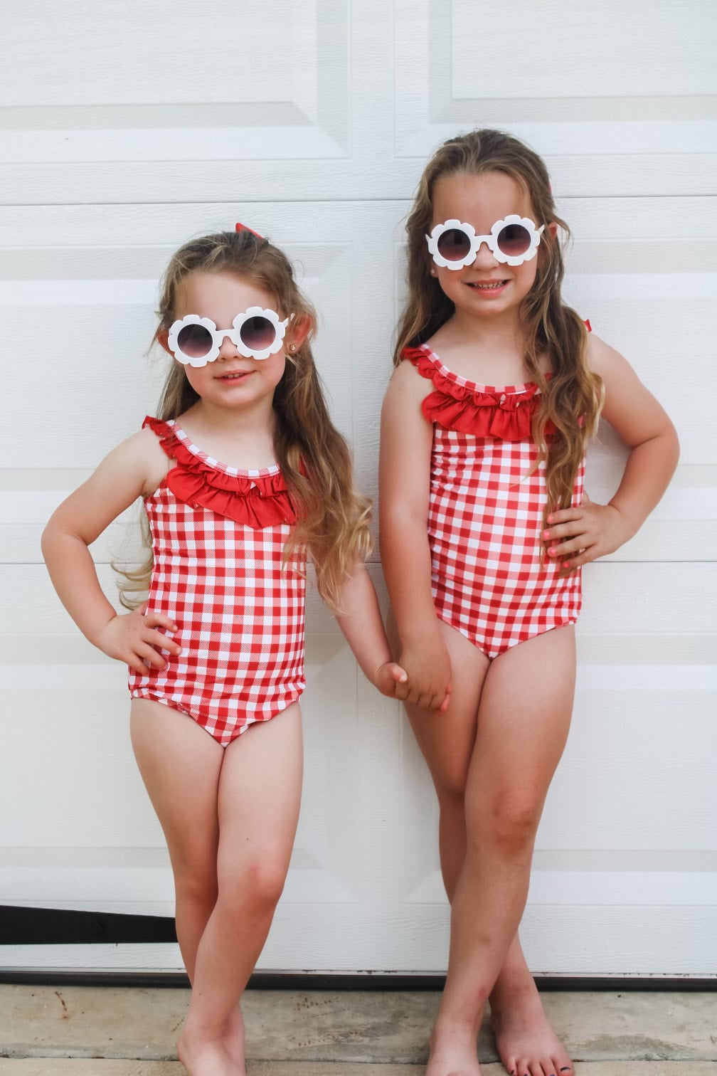 GIRLS JUST WANNA HAVE FUN RED GINGHAM SWIMSUIT