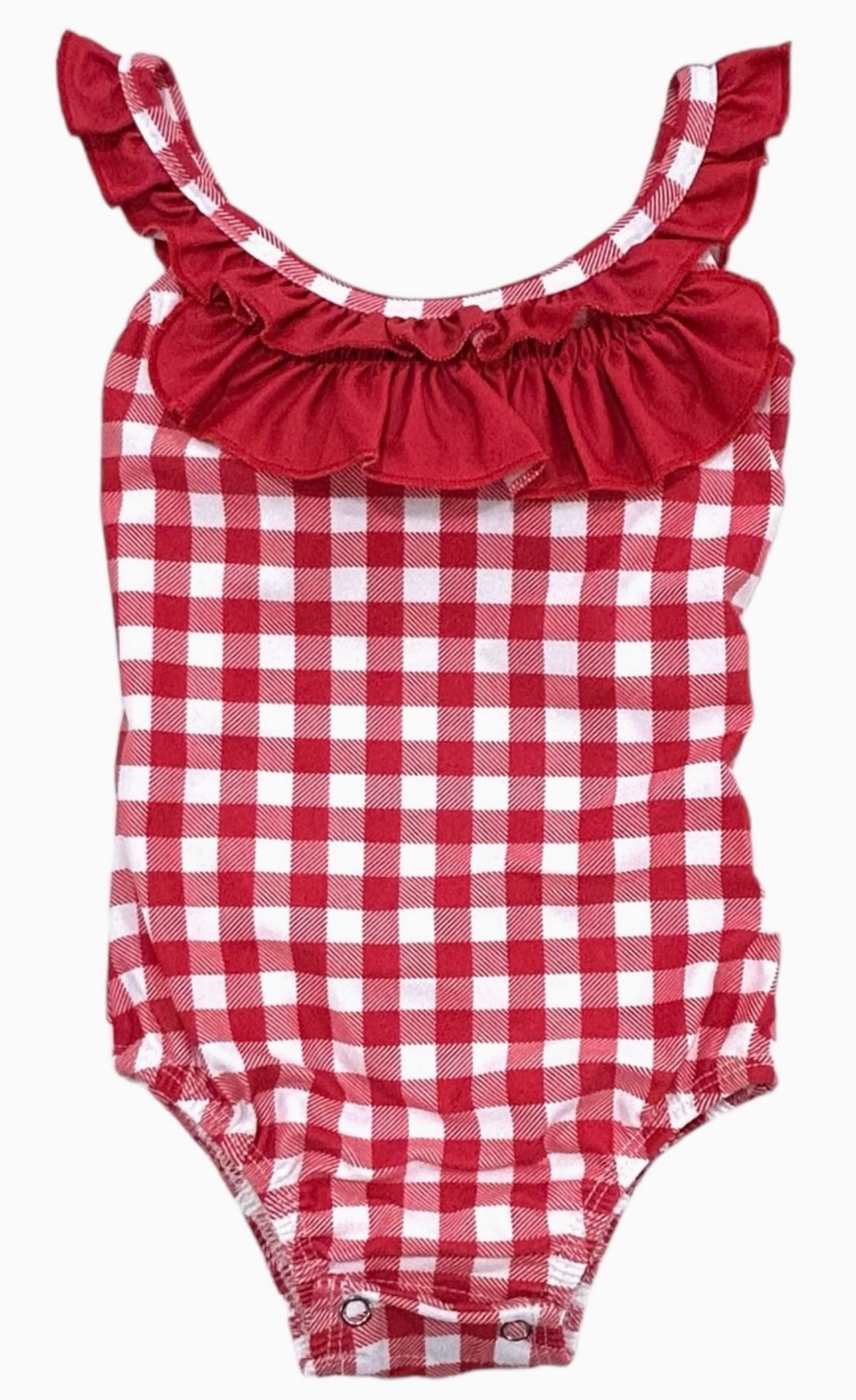 GIRLS JUST WANNA HAVE FUN RED GINGHAM SWIMSUIT