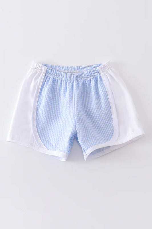 BLUE SEERSUCKER GIRL SHORTS